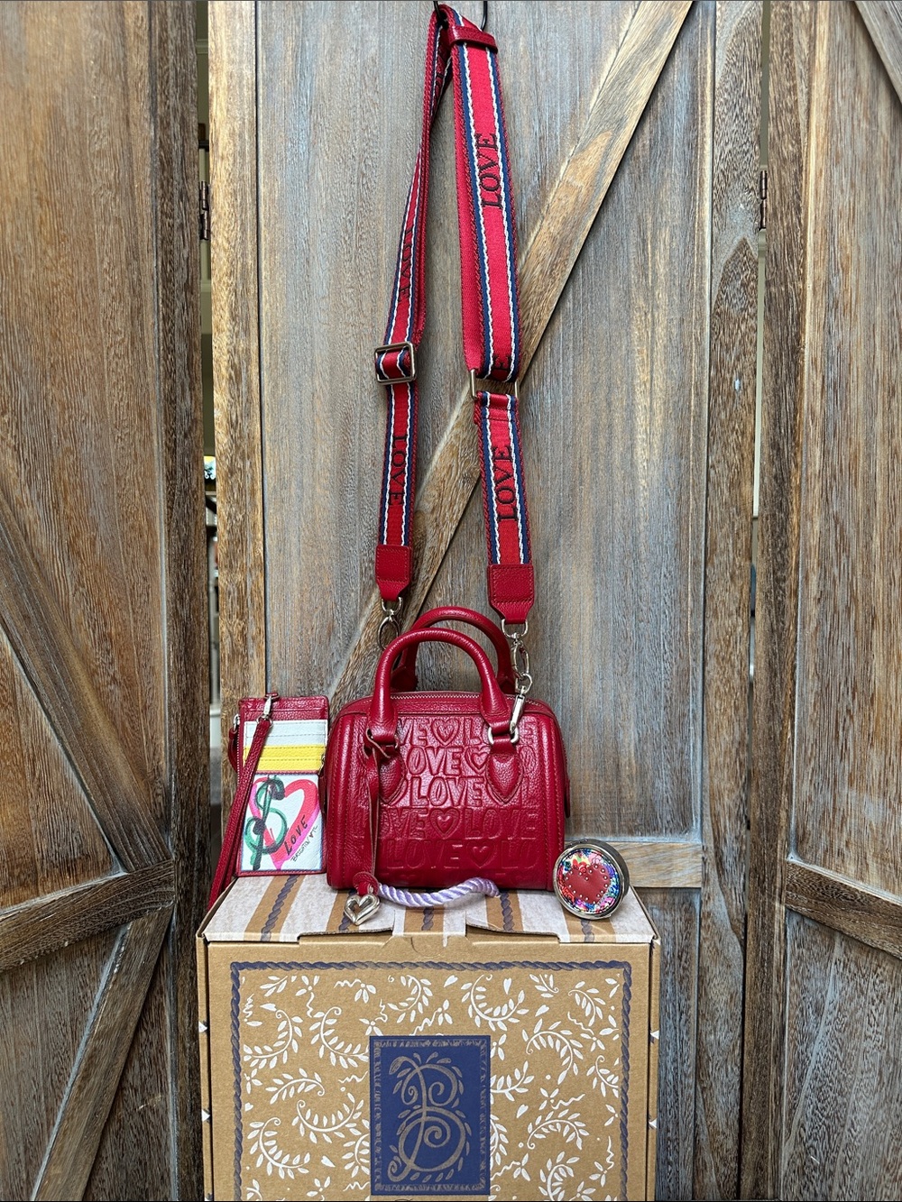 Brighton Red Deeply in Love Mini Satchel & Nylon Strap with Wallet & Pill Case